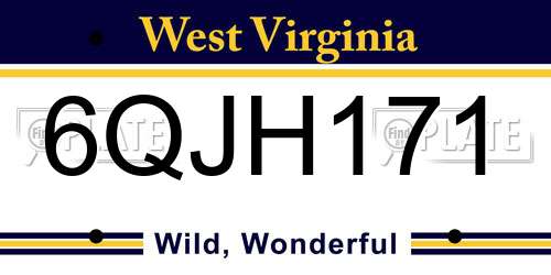 6QJH171 West Virginia License Plate