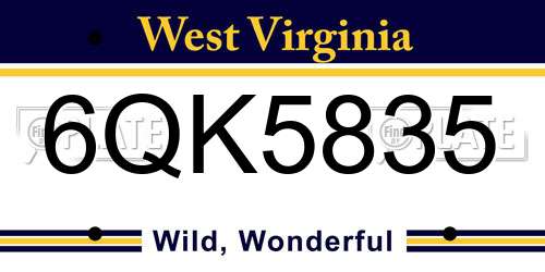 6QK5835 West Virginia License Plate