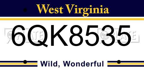 6QK8535 West Virginia License Plate