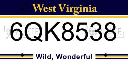 6QK8538 West Virginia License Plate