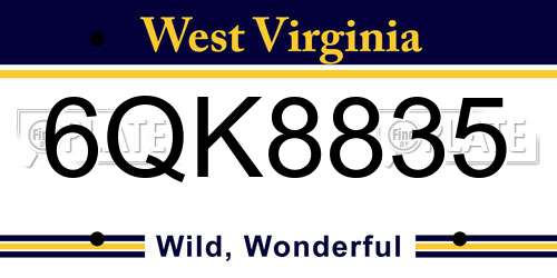 6QK8835 West Virginia License Plate