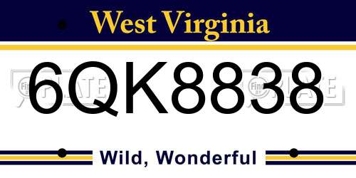 6QK8838 West Virginia License Plate