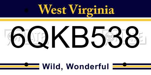 6QKB538 West Virginia License Plate