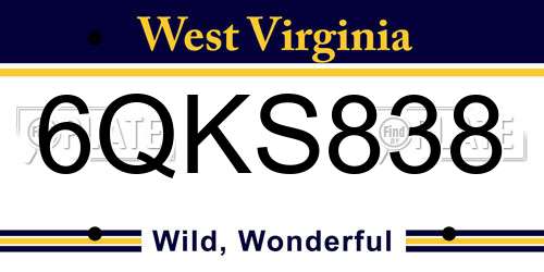 6QKS838 West Virginia License Plate