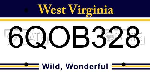 6QOB328 West Virginia License Plate