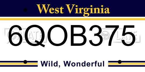 6QOB375 West Virginia License Plate