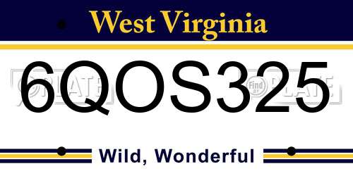 6QOS325 West Virginia License Plate