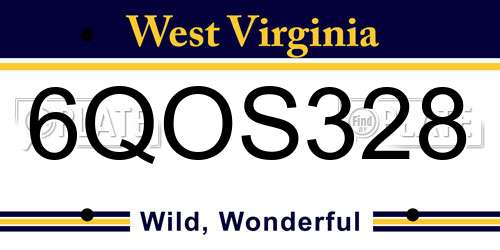 6QOS328 West Virginia License Plate