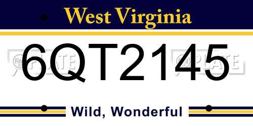 6QT2145 West Virginia License Plate