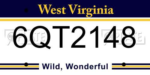 6QT2148 West Virginia License Plate
