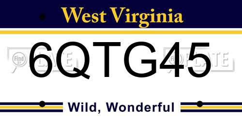 6QTG45 West Virginia License Plate