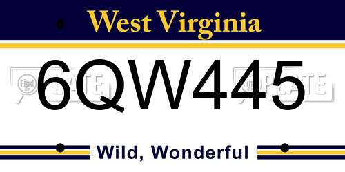 6QW445 West Virginia License Plate