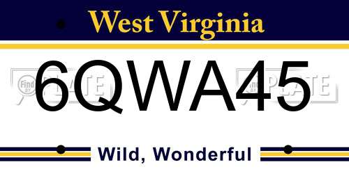 6QWA45 West Virginia License Plate