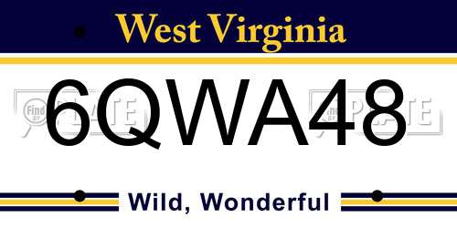 6QWA48 West Virginia License Plate