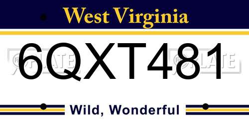 6QXT481 West Virginia License Plate