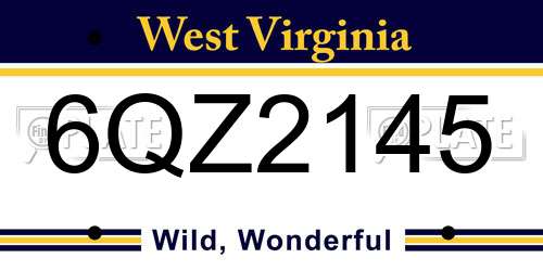 6QZ2145 West Virginia License Plate