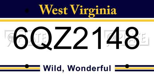 6QZ2148 West Virginia License Plate