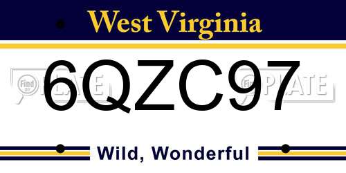 6QZC97 West Virginia License Plate