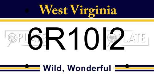 6R10I2 West Virginia License Plate