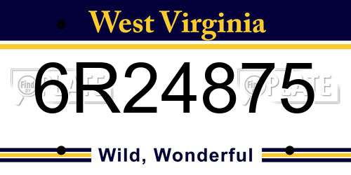 6R24875 West Virginia License Plate