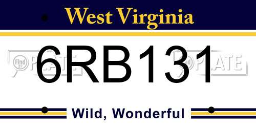 6RB131 West Virginia License Plate