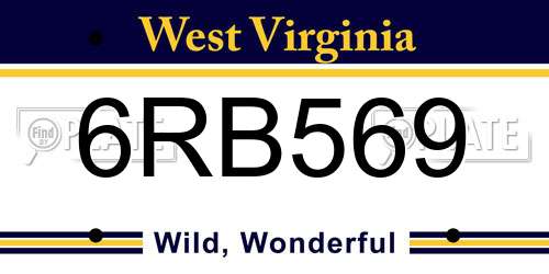 6RB569 West Virginia License Plate