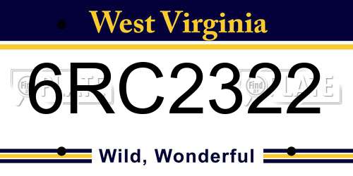 6RC2322 West Virginia License Plate