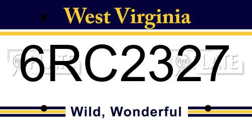 6RC2327 West Virginia License Plate
