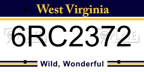 6RC2372 West Virginia License Plate