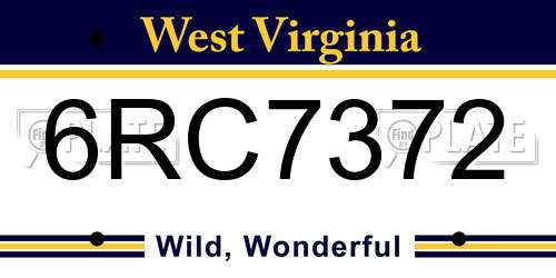 6RC7372 West Virginia License Plate