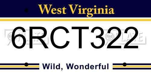6RCT322 West Virginia License Plate