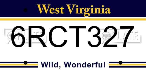 6RCT327 West Virginia License Plate