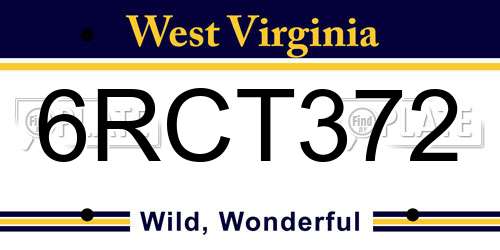 6RCT372 West Virginia License Plate