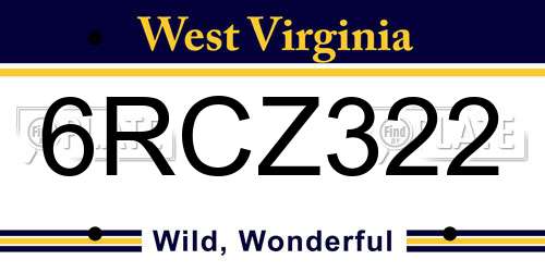 6RCZ322 West Virginia License Plate