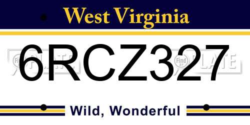 6RCZ327 West Virginia License Plate