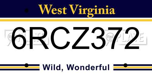 6RCZ372 West Virginia License Plate