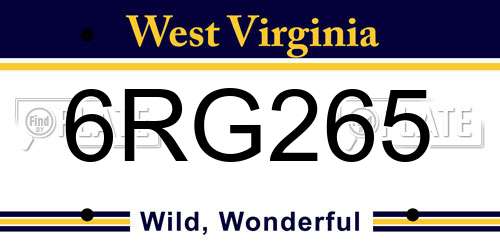 6RG265 West Virginia License Plate