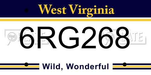 6RG268 West Virginia License Plate