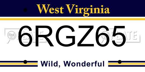 6RGZ65 West Virginia License Plate
