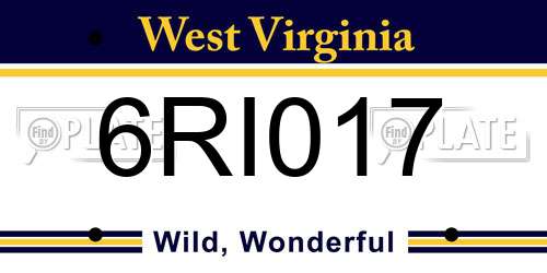 6RI017 West Virginia License Plate
