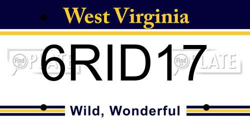 6RID17 West Virginia License Plate
