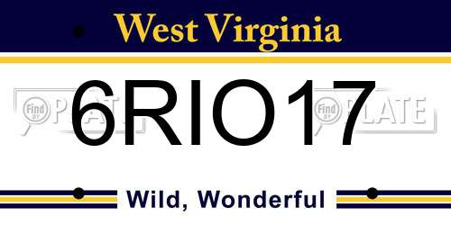 6RIO17 West Virginia License Plate