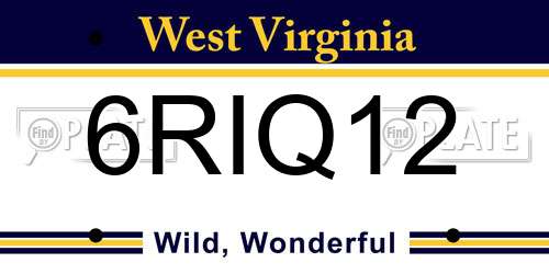 6RIQ12 West Virginia License Plate