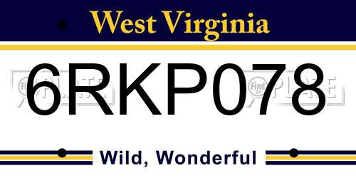 6RKP078 West Virginia License Plate