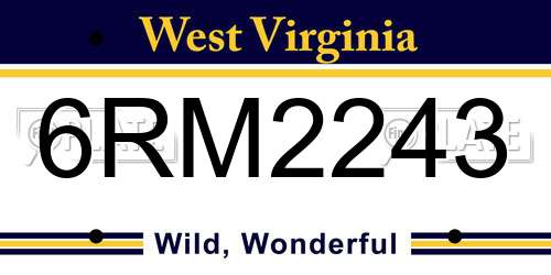 6RM2243 West Virginia License Plate