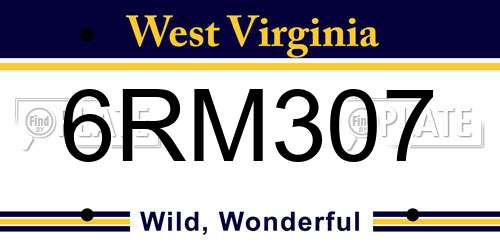 6RM307 West Virginia License Plate
