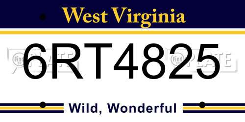 6RT4825 West Virginia License Plate