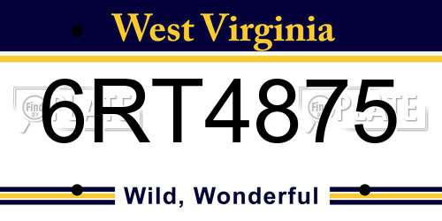 6RT4875 West Virginia License Plate
