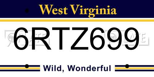 6RTZ699 West Virginia License Plate