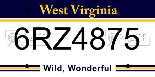 6RZ4875 West Virginia License Plate